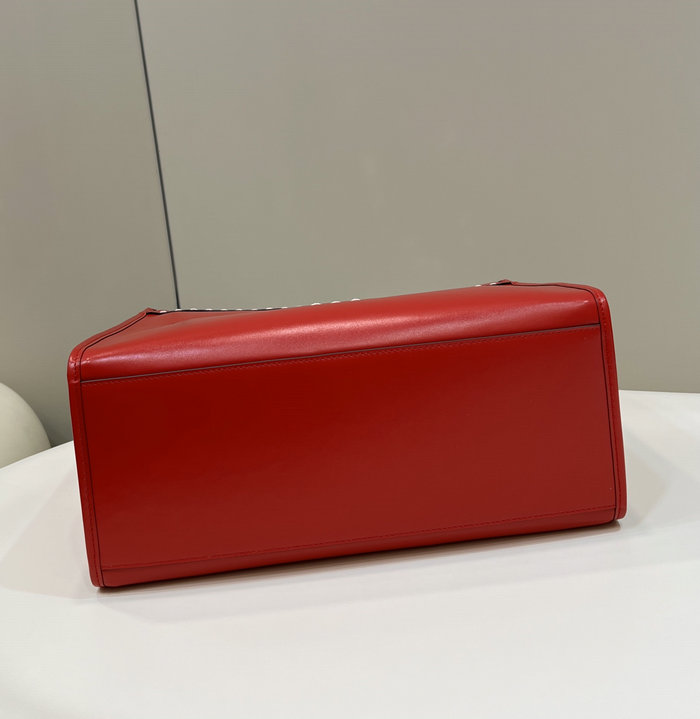 Fendi Sunshine Medium Leather Shopper Red F8395