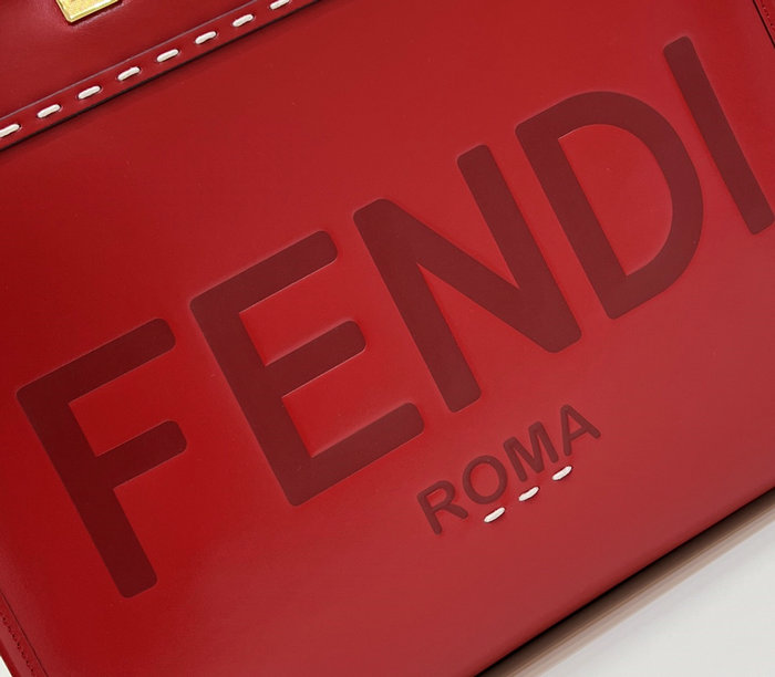Fendi Sunshine Medium Leather Shopper Red F8395