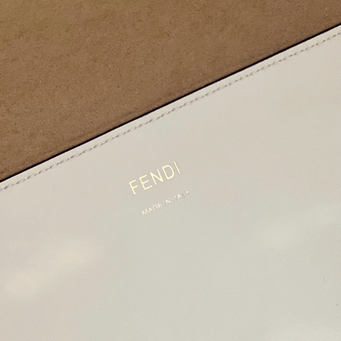Fendi Sunshine Medium Leather Shopper White F8395