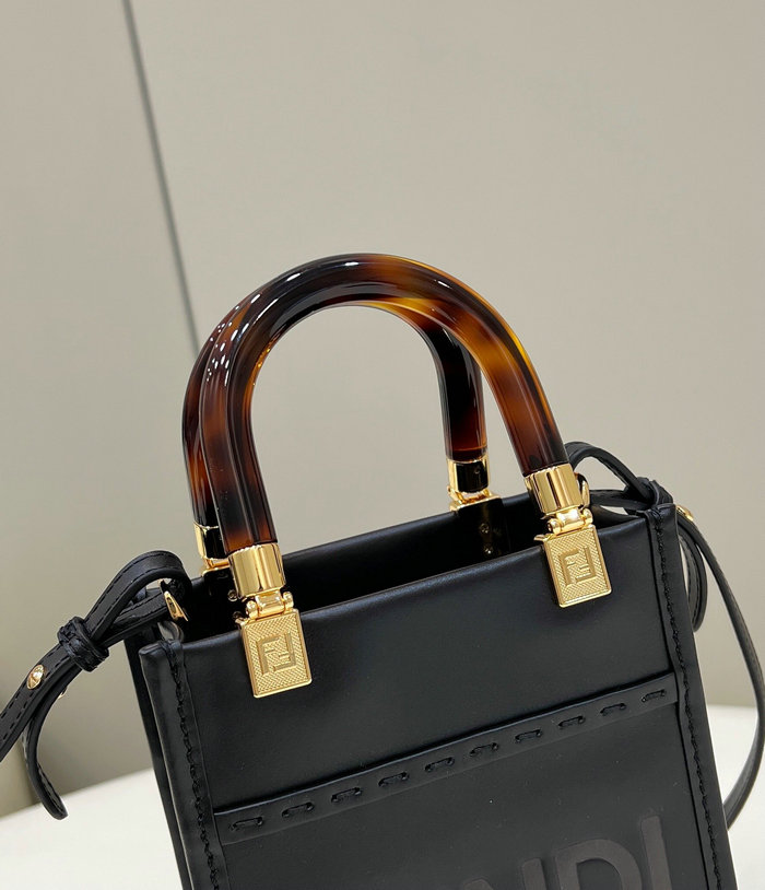 Fendi Sunshine Mini Tote Bag Black F8376