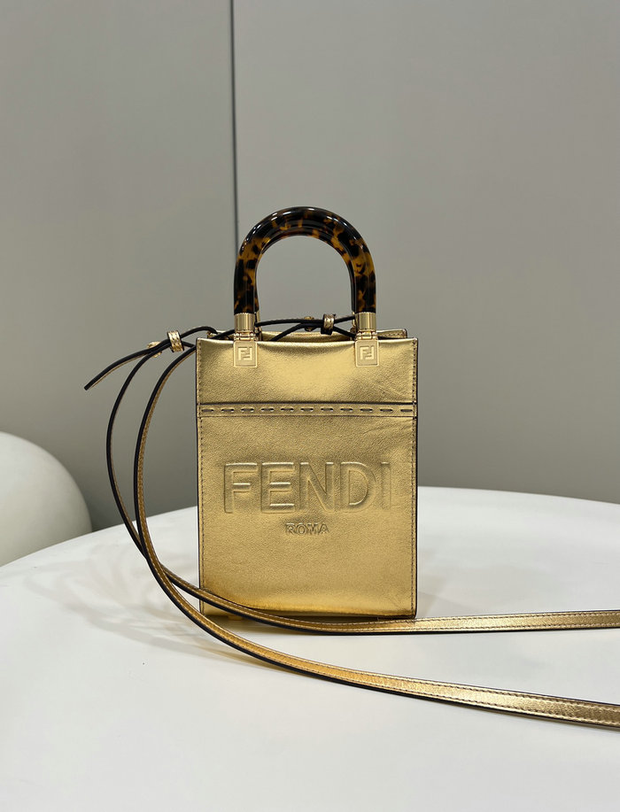 Fendi Sunshine Mini Tote Bag Gold F8376