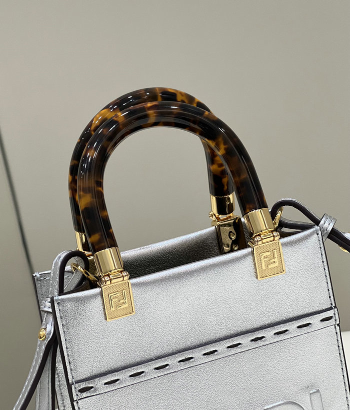 Fendi Sunshine Mini Tote Bag Silver F8376