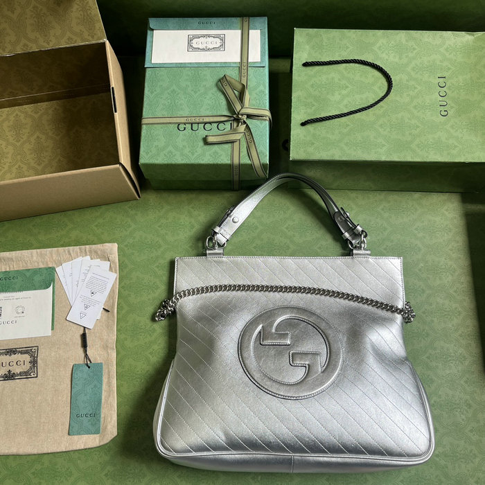 Gucci Blondie Medium Tote Bag Silver 751516