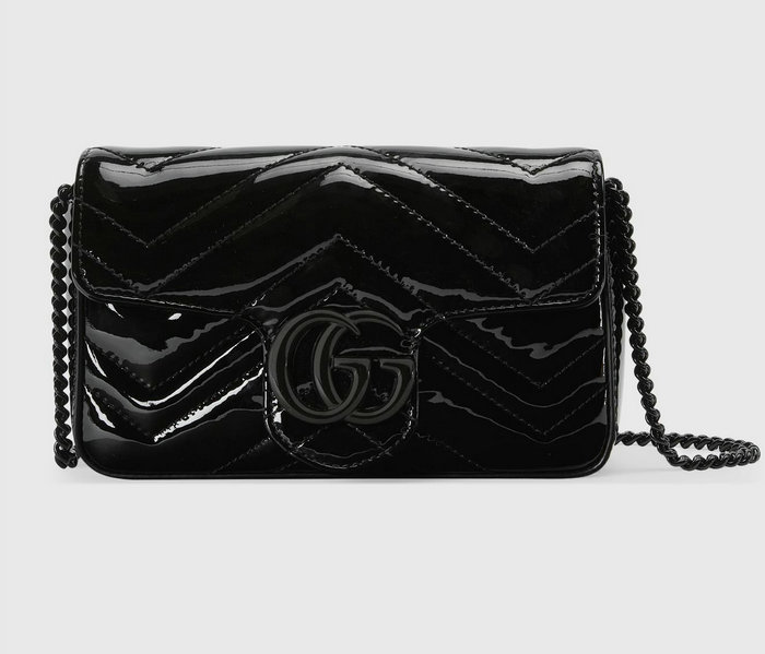 Gucci GG Marmont Patent Super Mini Bag Black 476433