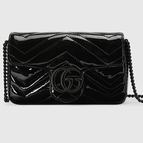 Gucci GG Marmont Patent Super Mini Bag Black 476433