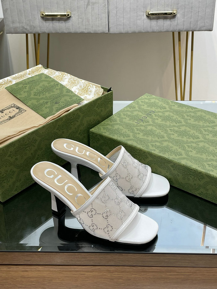 Gucci Mesh Mid-Heel Slide Sandals SNG072604
