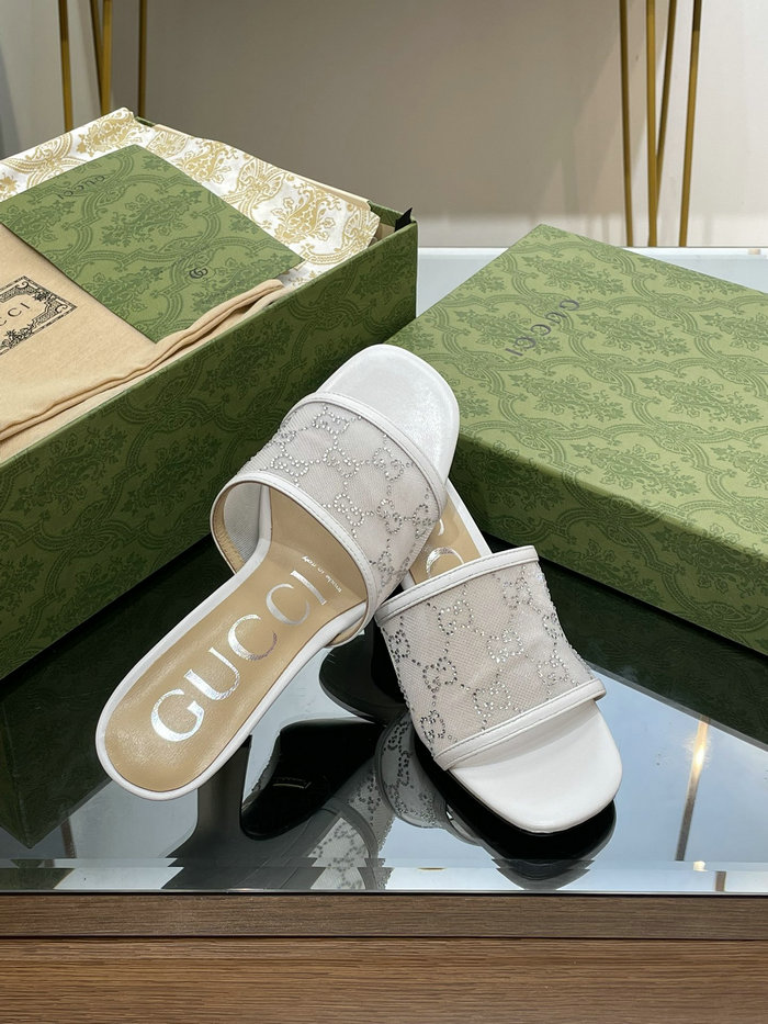 Gucci Mesh Mid-Heel Slide Sandals SNG072604