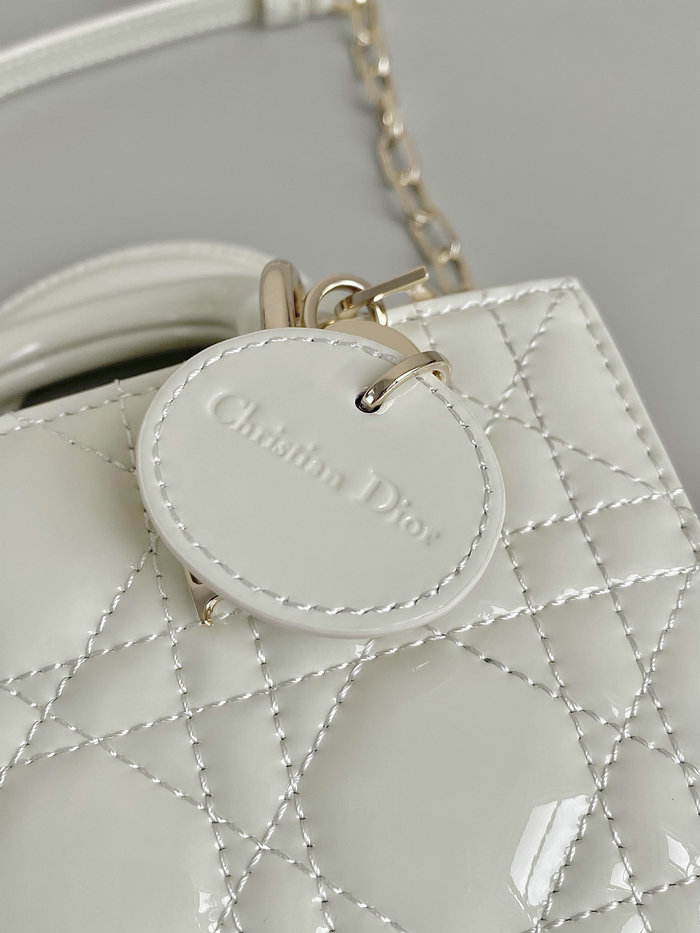 Mini LADY D-JOY Patent Leather BAG White DM3380