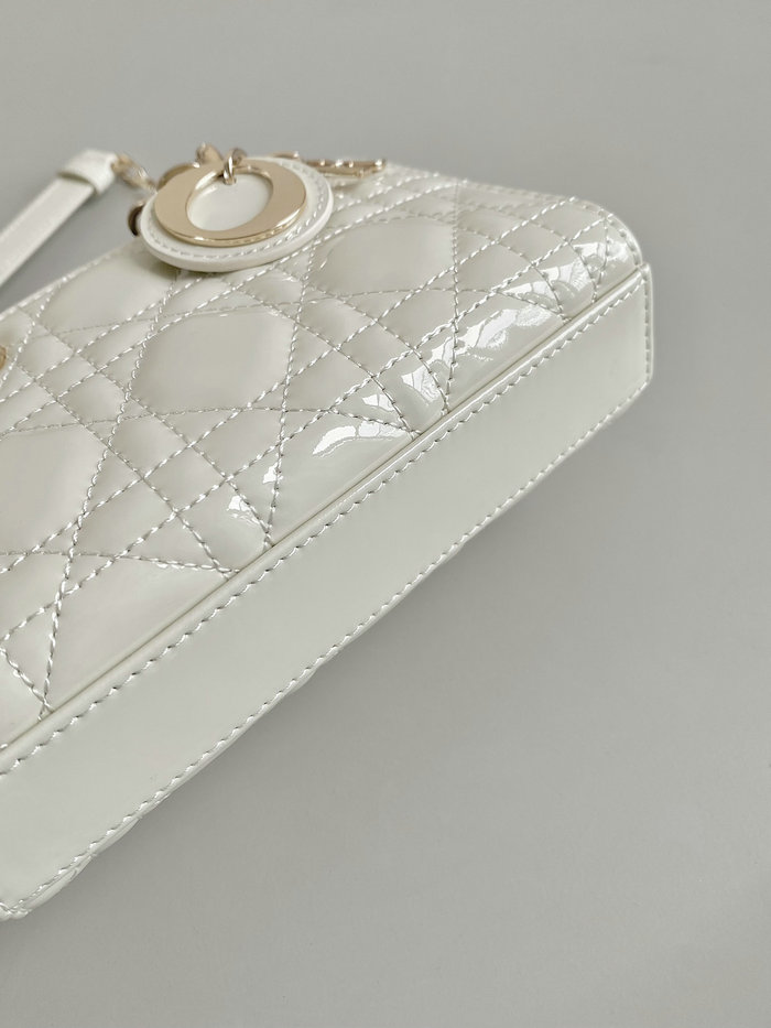 Mini LADY D-JOY Patent Leather BAG White DM3380