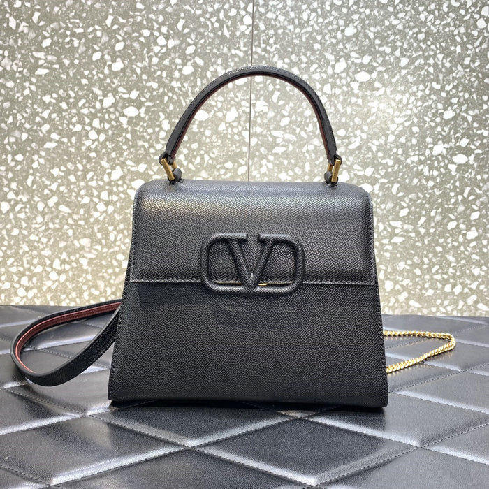 Small Vsling Grainy Calfskin Handbag Black V2727