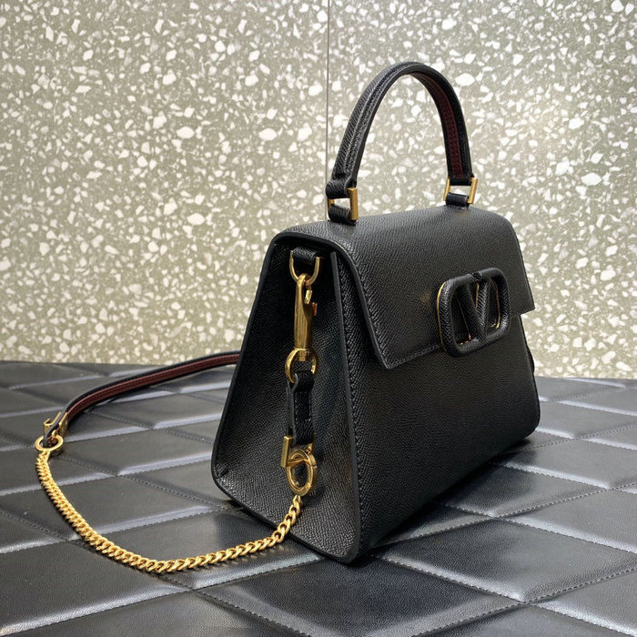 Small Vsling Grainy Calfskin Handbag Black V2727