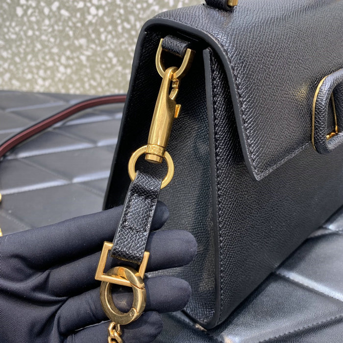 Small Vsling Grainy Calfskin Handbag Black V2727