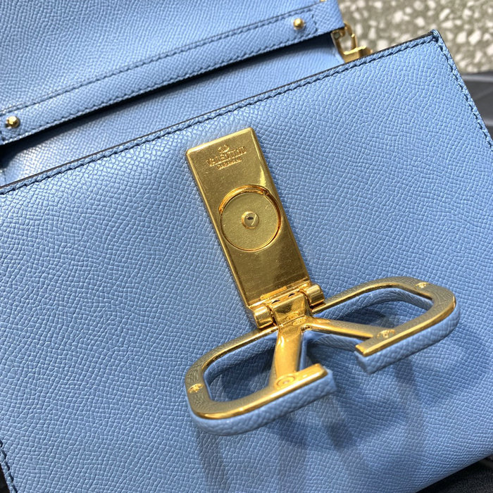 Small Vsling Grainy Calfskin Handbag Blue V2727