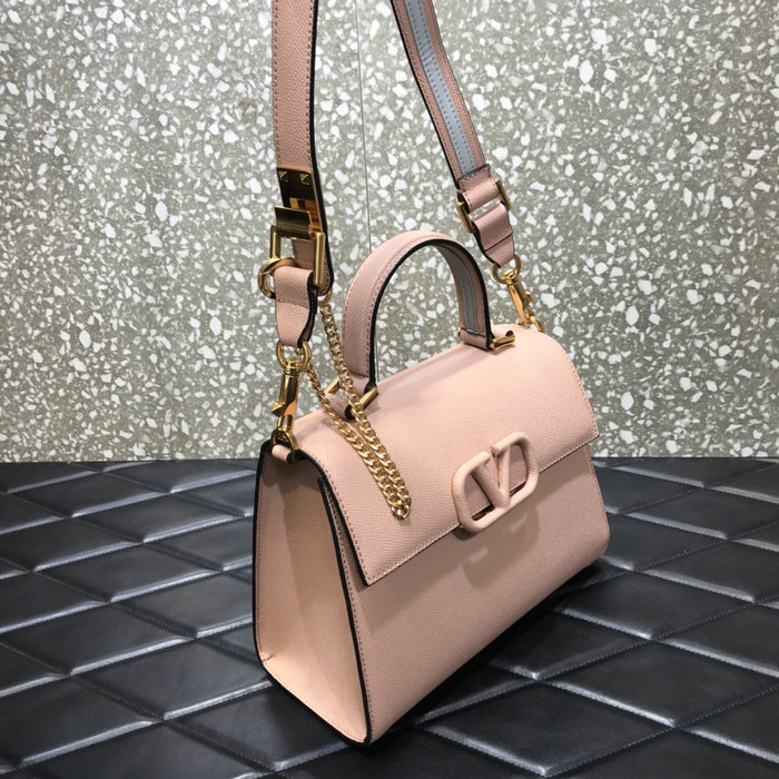Small Vsling Grainy Calfskin Handbag Pink V2727