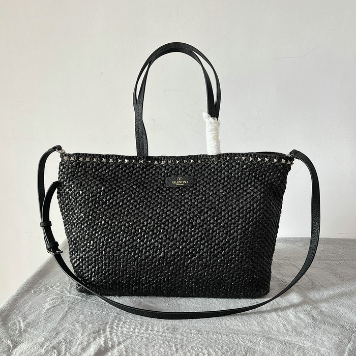 Valentino Garavani Raffia Tote Bag Black V22017