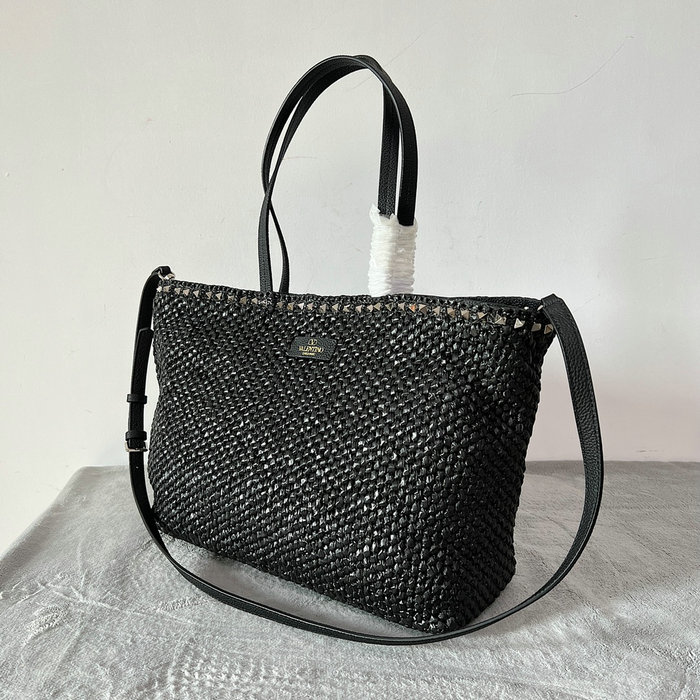Valentino Garavani Raffia Tote Bag Black V22017