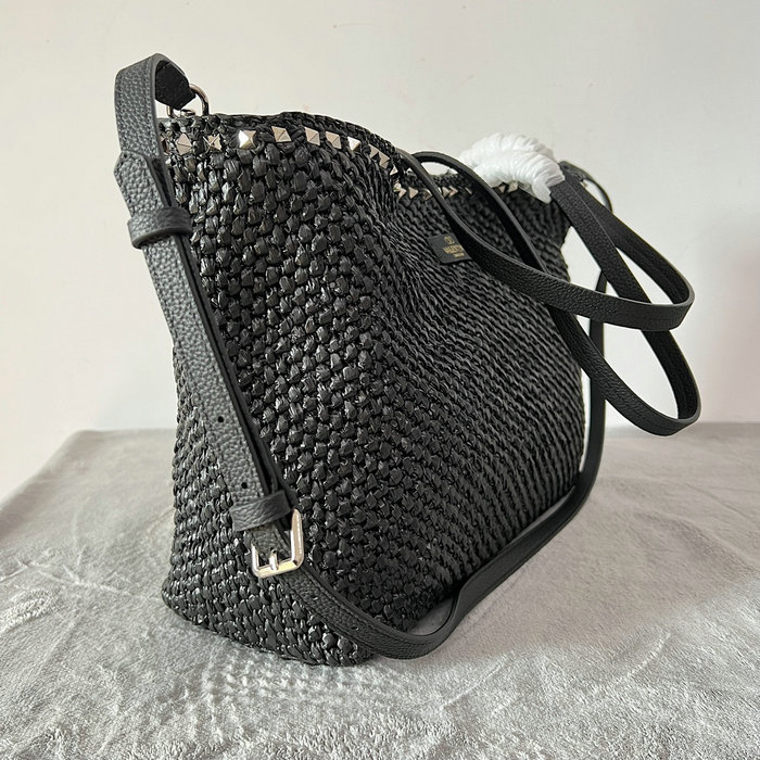 Valentino Garavani Raffia Tote Bag Black V22017