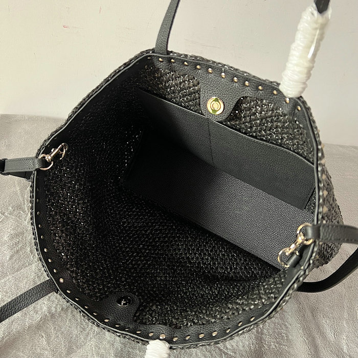 Valentino Garavani Raffia Tote Bag Black V22017