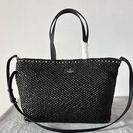 Valentino Garavani Raffia Tote Bag Black V22017