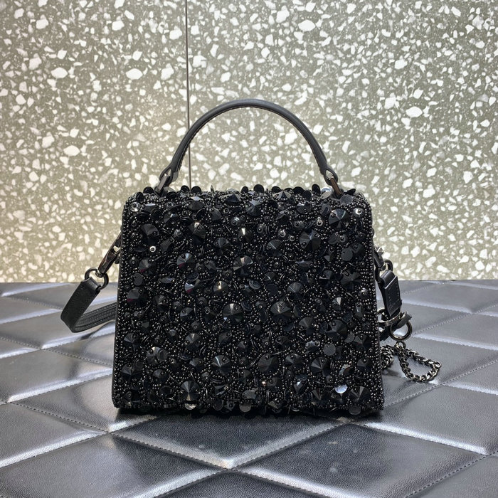 Valentino Mini VSling Handbag With 3D Embroidery Black V0068