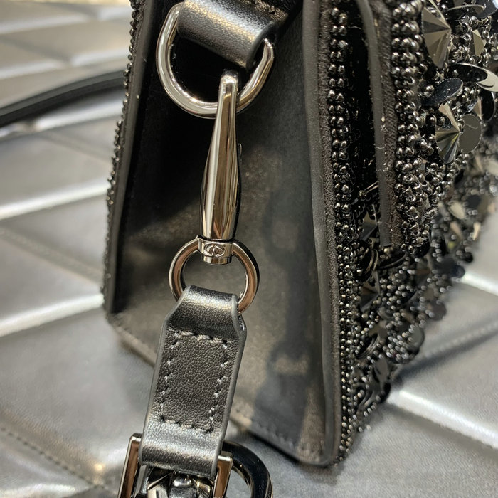 Valentino Mini VSling Handbag With 3D Embroidery Black V0068