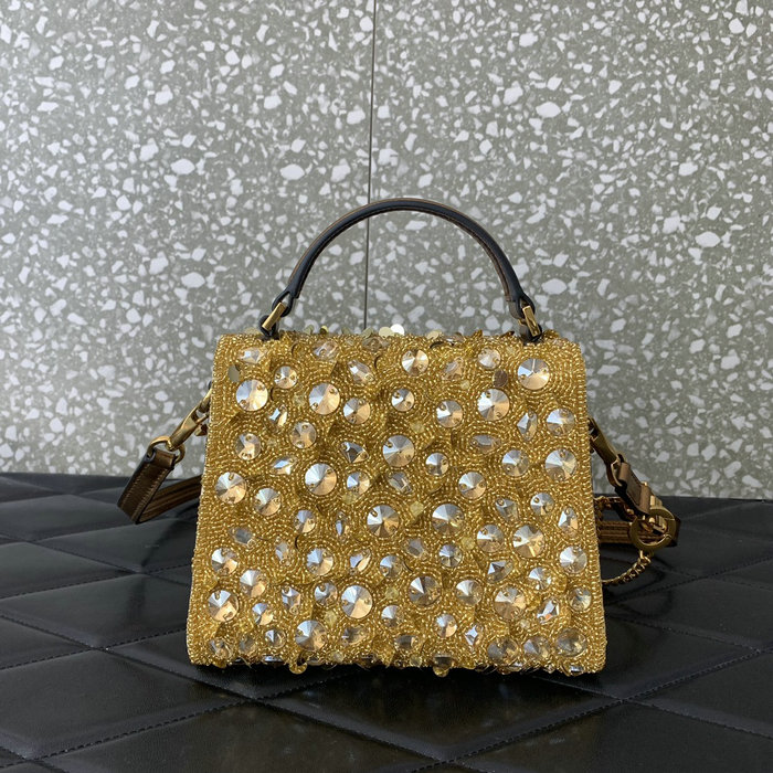 Valentino Mini VSling Handbag With 3D Embroidery Gold V0068