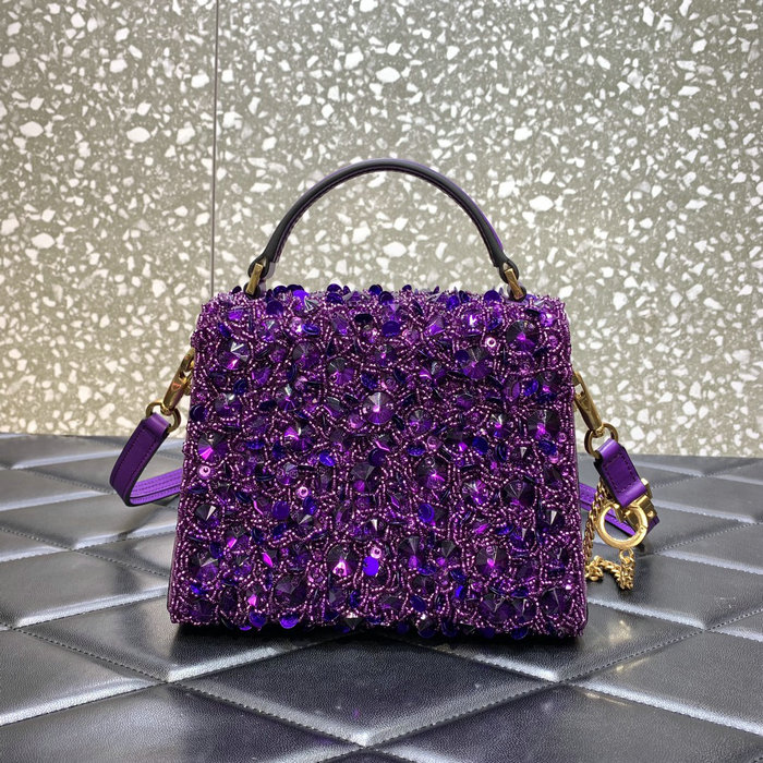 Valentino Mini VSling Handbag With 3D Embroidery Purple V0068