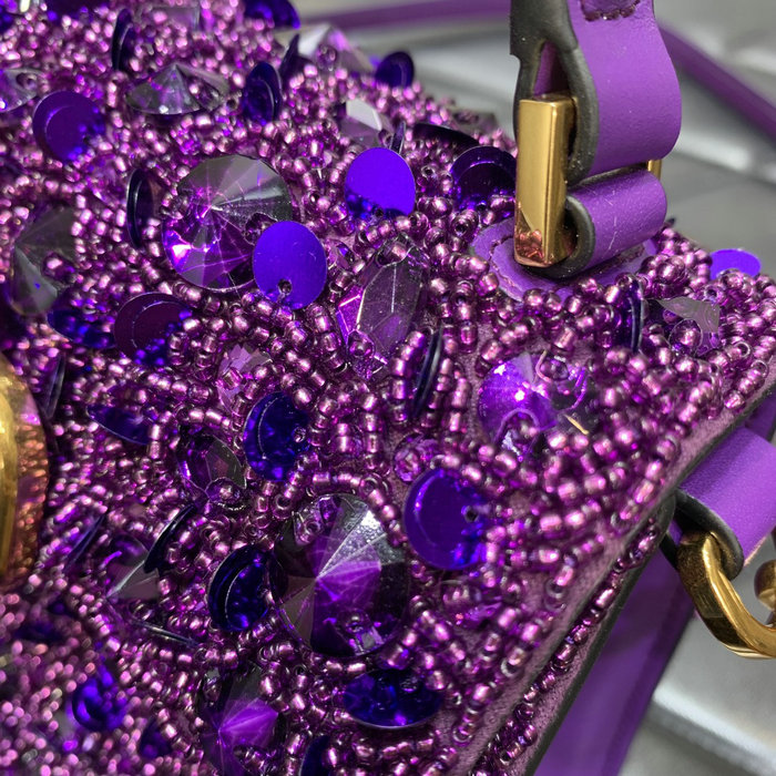 Valentino Mini VSling Handbag With 3D Embroidery Purple V0068