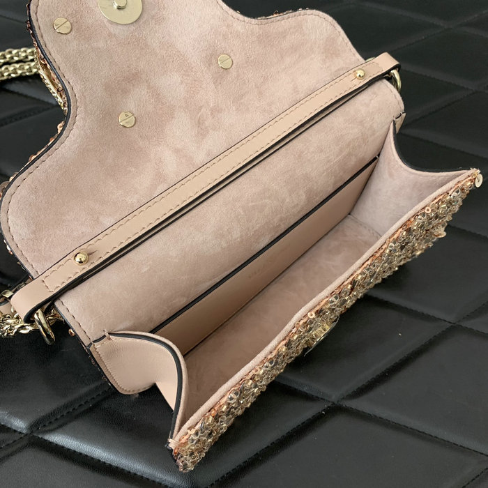 Valentino Small Loco Shoulder Bag With 3D Embroidery Beige V5038