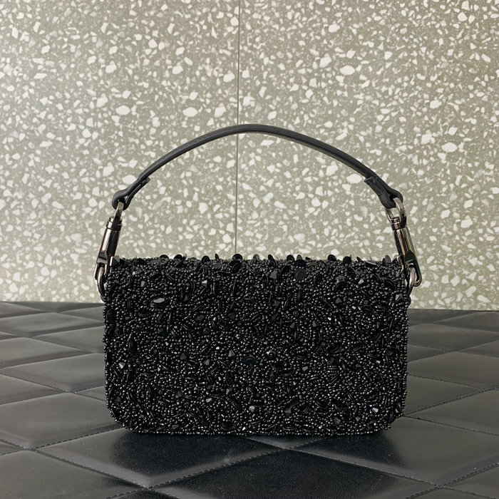 Valentino Small Loco Shoulder Bag With 3D Embroidery Black V5035