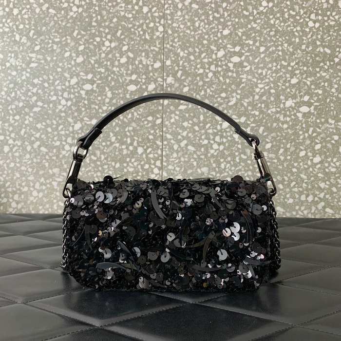 Valentino Small Loco Shoulder Bag With 3D Embroidery Black V5038