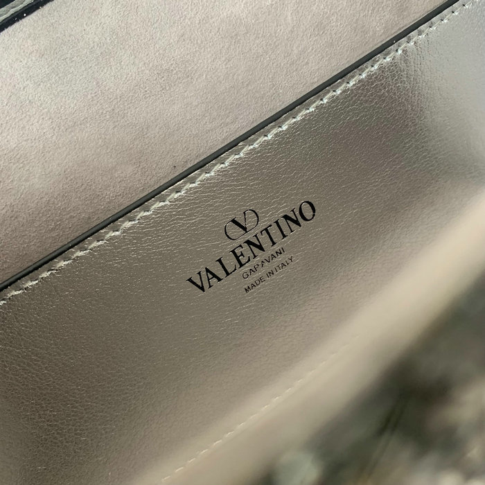 Valentino Small Loco Shoulder Bag With 3D Embroidery Silver V5039