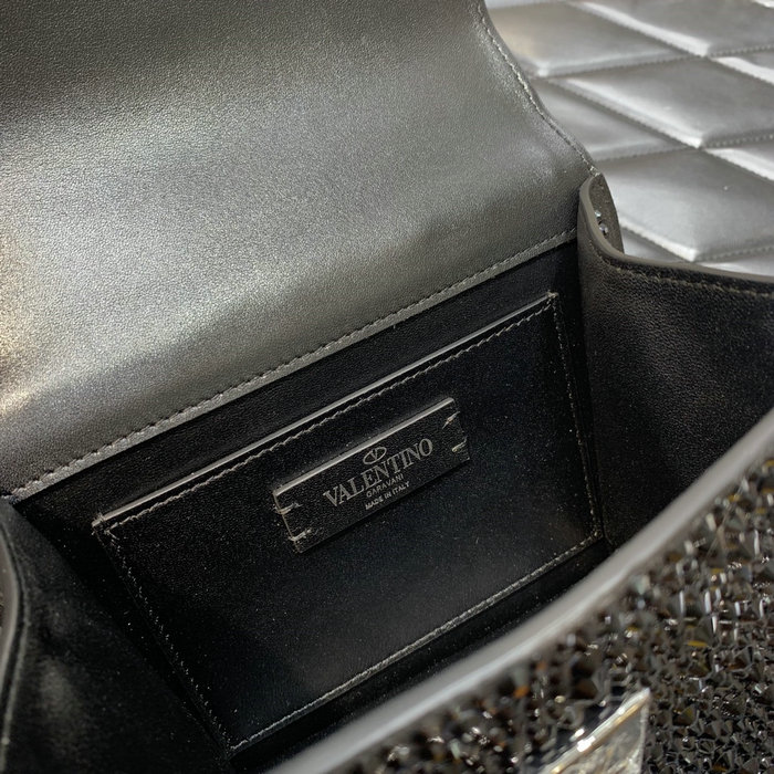 Valentino Small VSling Shoulder Bag with Rhinestones Black V0088