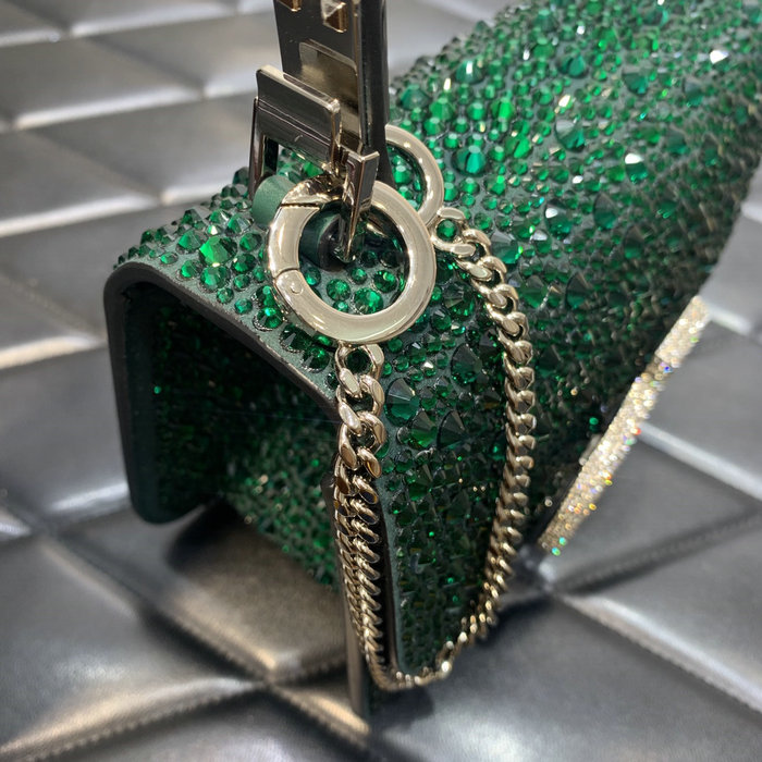 Valentino Small VSling Shoulder Bag with Rhinestones Green V0088