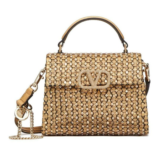 Valentino Small Vsling Handbag Gold V0066