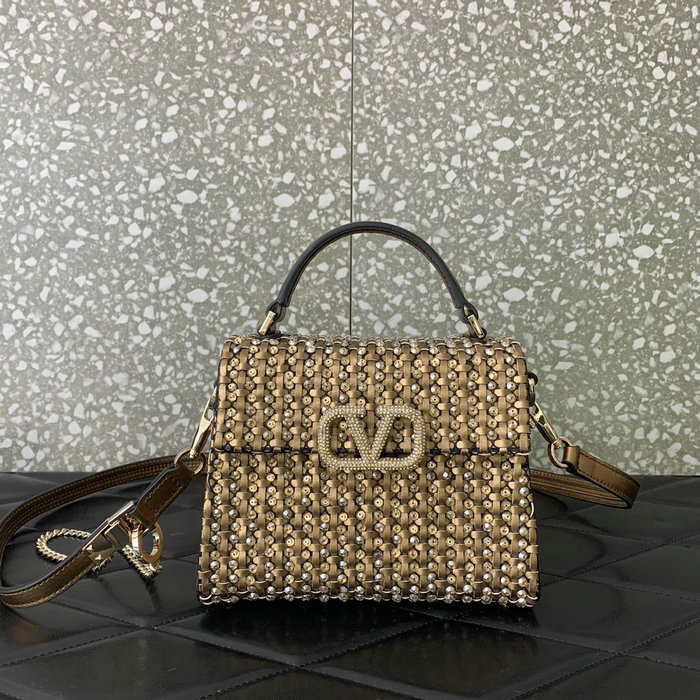 Valentino Small Vsling Handbag Gold V0066