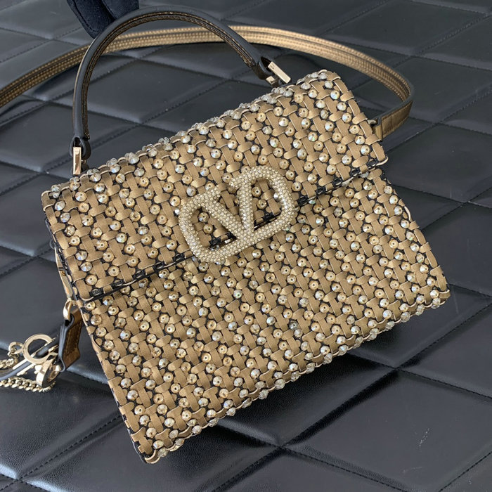 Valentino Small Vsling Handbag Gold V0066