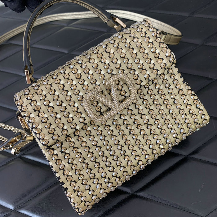 Valentino Small Vsling Handbag Light Gold V0066