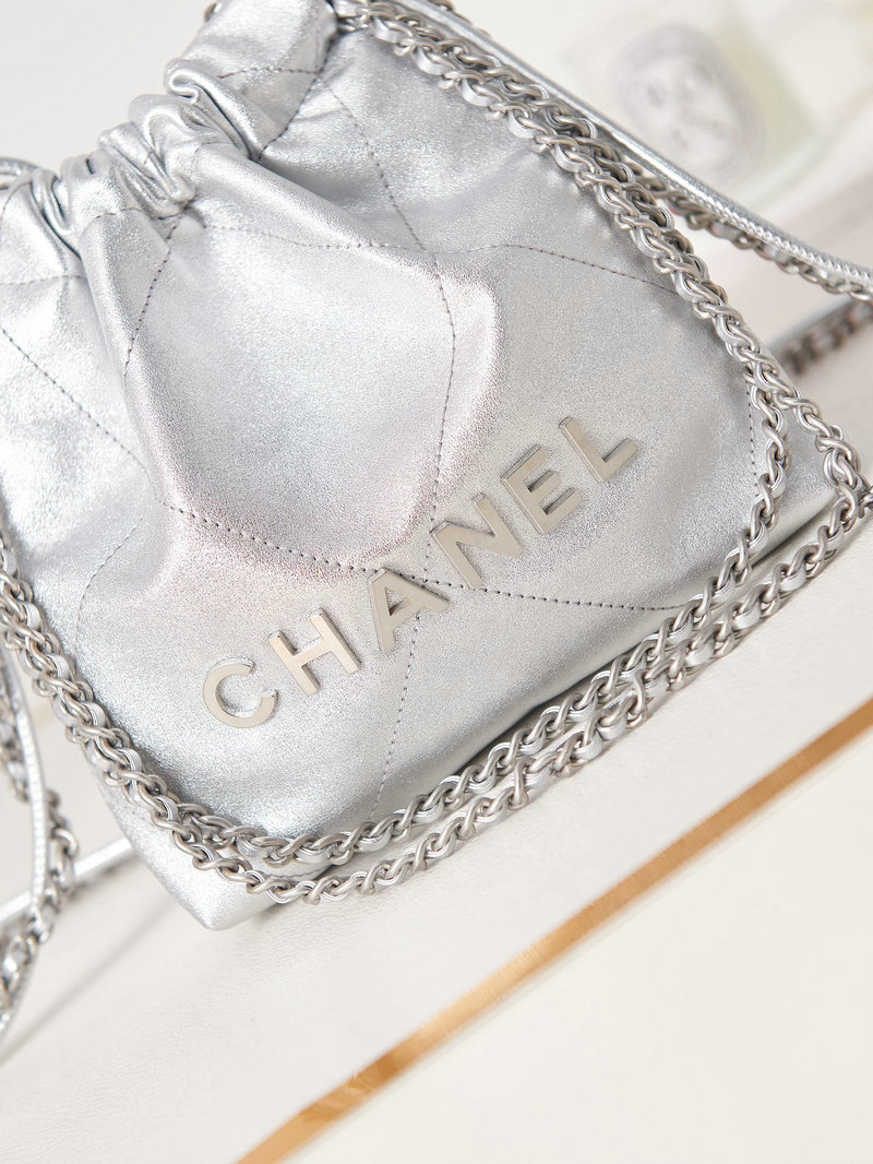 Chanel 22 Mini Handbag Silver AS3980