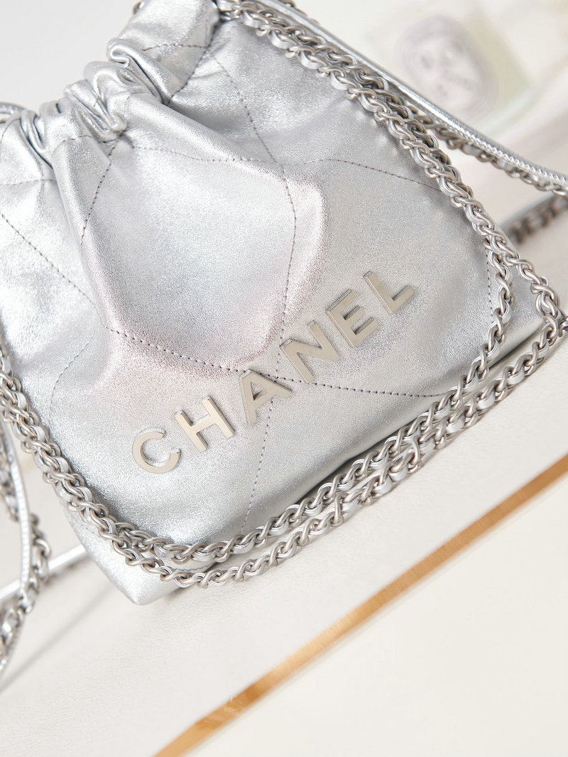 Chanel 22 Mini Handbag Silver AS3980