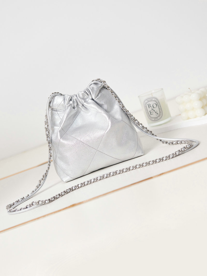 Chanel 22 Mini Handbag Silver AS3980