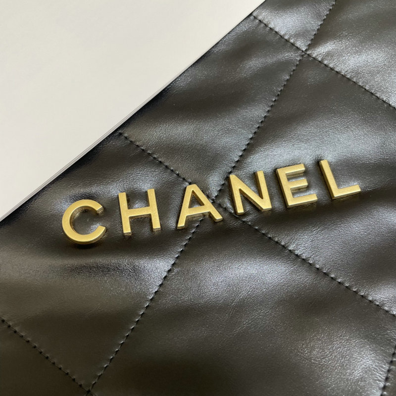 Chanel 22 Shiny Calfskin Small Handbag Black with Gold AS3260