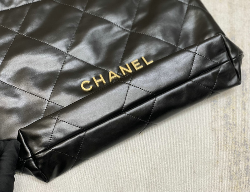 Chanel 22 Shiny Calfskin Small Handbag Black with Gold AS3260