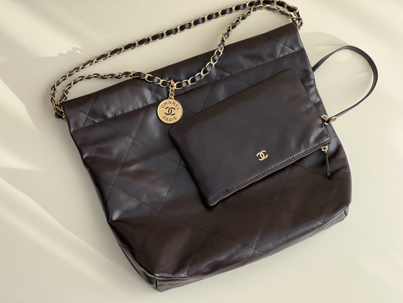 Chanel 22 Shiny Calfskin Small Handbag Burgundy AS3260