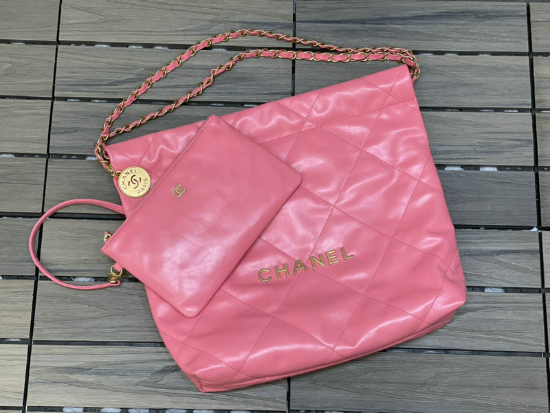 Chanel 22 Shiny Calfskin Small Handbag Pink AS3260