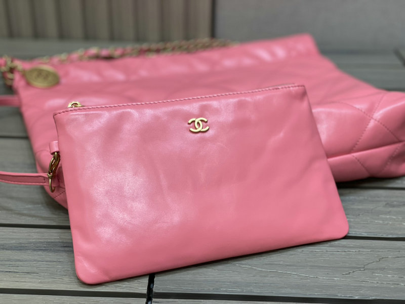 Chanel 22 Shiny Calfskin Small Handbag Pink AS3260