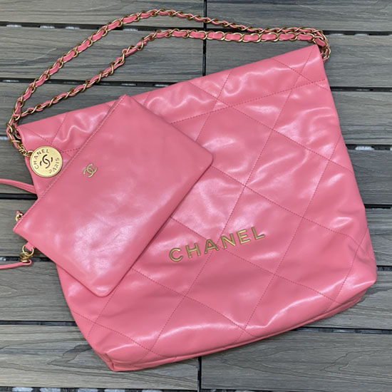 Chanel 22 Shiny Calfskin Small Handbag Pink AS3260