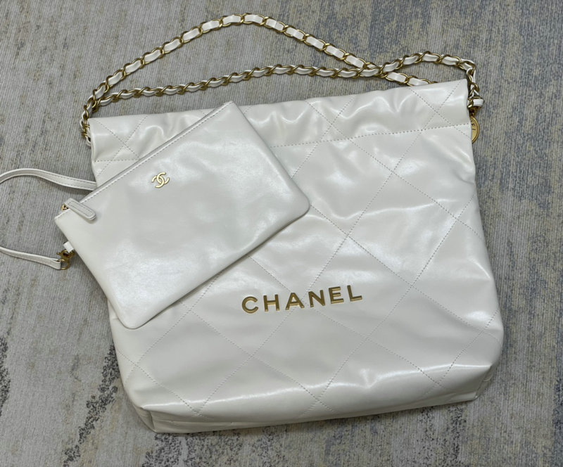 Chanel 22 Shiny Calfskin Small Handbag White AS3260