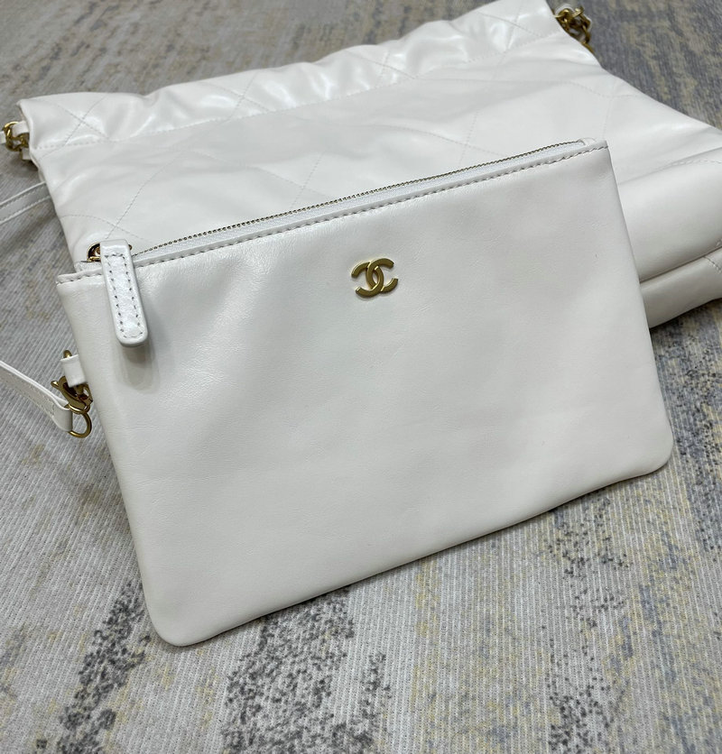 Chanel 22 Shiny Calfskin Small Handbag White AS3260