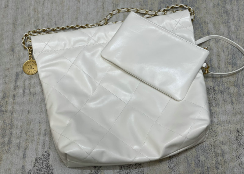 Chanel 22 Shiny Calfskin Small Handbag White AS3260